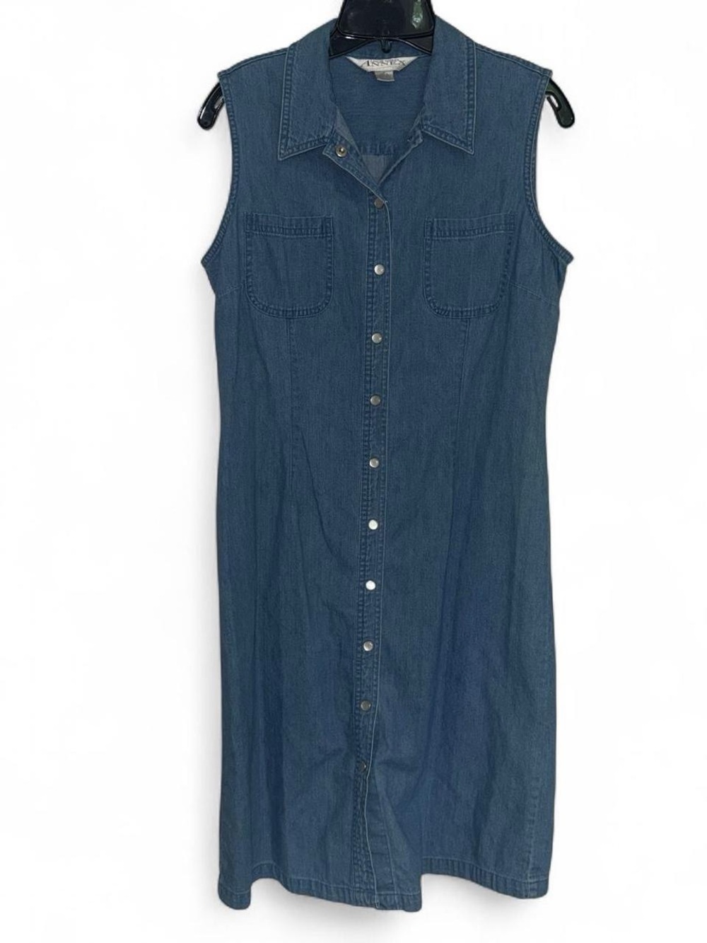 Sleeveless Button-Front Denim Dress